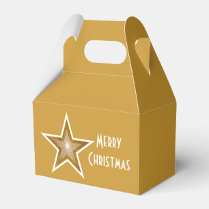 Gold Star print Merry Christmas gold favour box