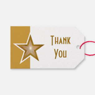Gold Star print Thank You gold white text Gift Tags