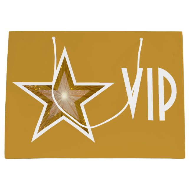 Gold Star print VIP gold large Large Gift Bag (Front)