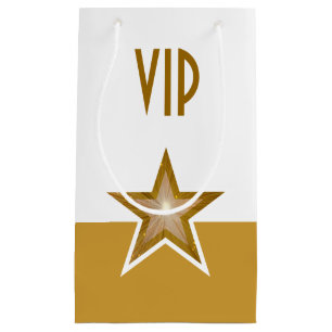 Gold Star print VIP gold white small Gift Bag