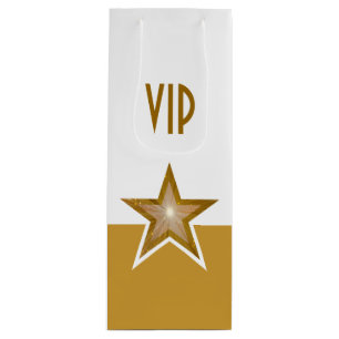 Gold Star print VIP gold white wine Gift Bag