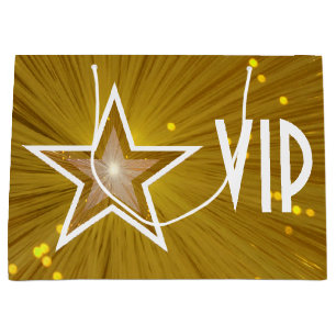 Gold Star print VIP white large Gift Bag