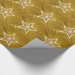 Gold Star print white wrapping paper