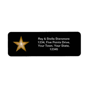 Gold Star return address label black
