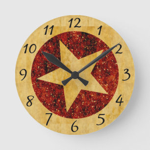 Gold Star Round Clock