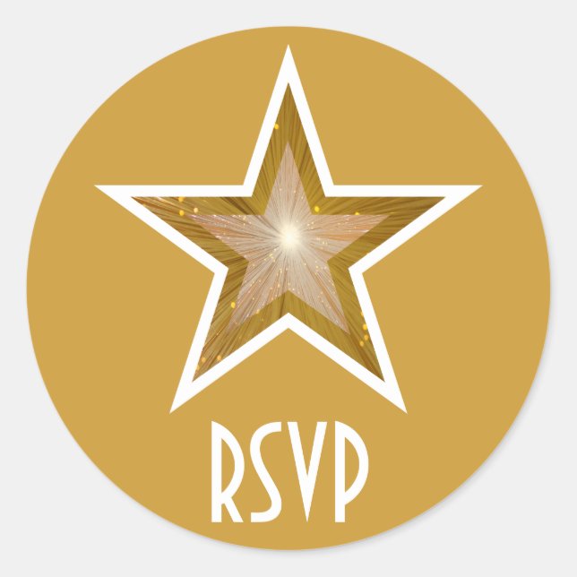 "Gold" Star RSVP round sticker yellow (Front)