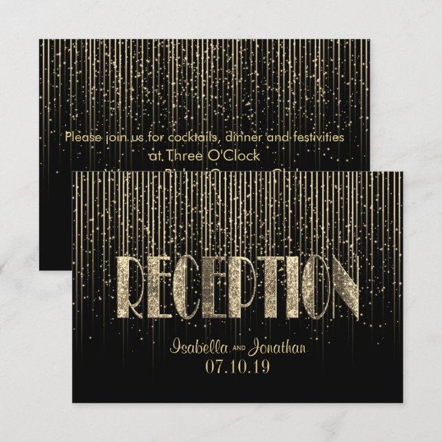 Gold Star Shower and Black - Reception Invitation (Front/Back)