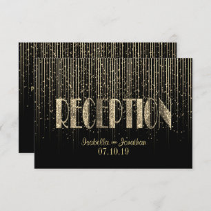 Gold Star Shower and Black - Reception Invitation