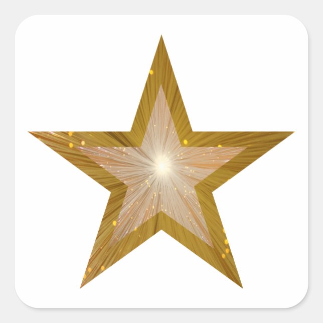 Gold Star square sticker white (Front)