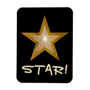 "Gold" Star 'STAR!' flexible magnet black