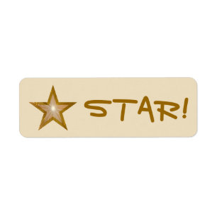 Gold Star "STAR!" label small cream Return Address Label