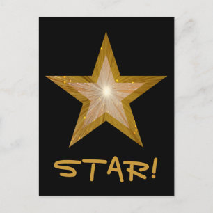 Gold Star 'STAR!' postcard black