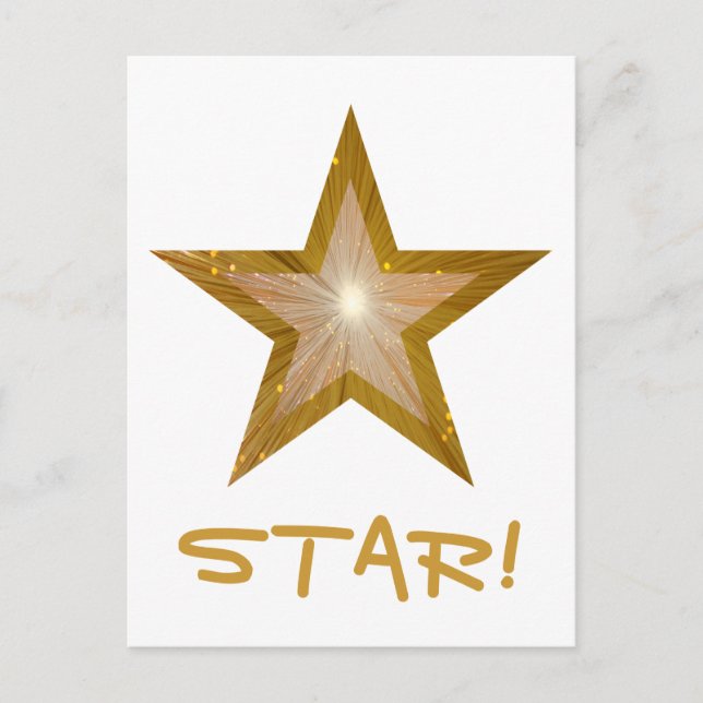 Gold Star 'STAR!' postcard white (Front)