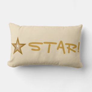 "Gold" Star 'STAR!' throw pillow lumbar cream