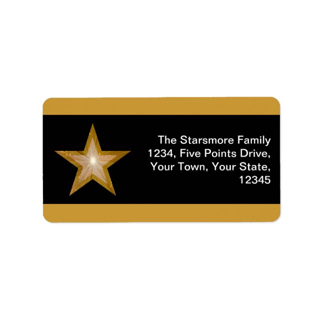 Gold Star stripe address label medium black (Front)