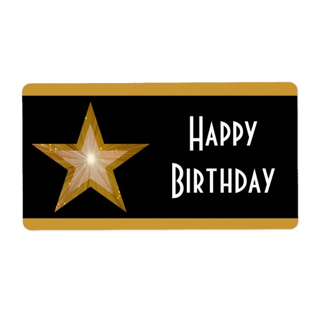 "Gold" Star stripe 'Happy Birthday' large black (Front)