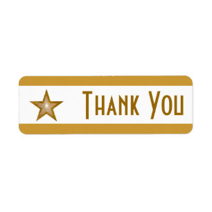 "Gold" Star stripe 'Thank you' label small white Return Address Label