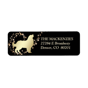 Gold Star Swirl Bernese Mountain Dog Return Address Label