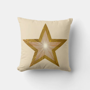 "Gold" Star 'Text' throw pillow square cream