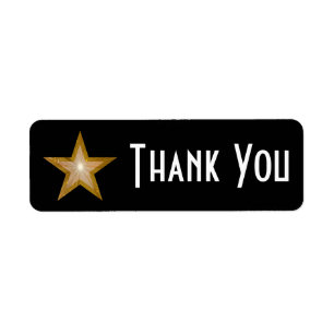 "Gold" Star 'Thank you' label small black Return Address Label