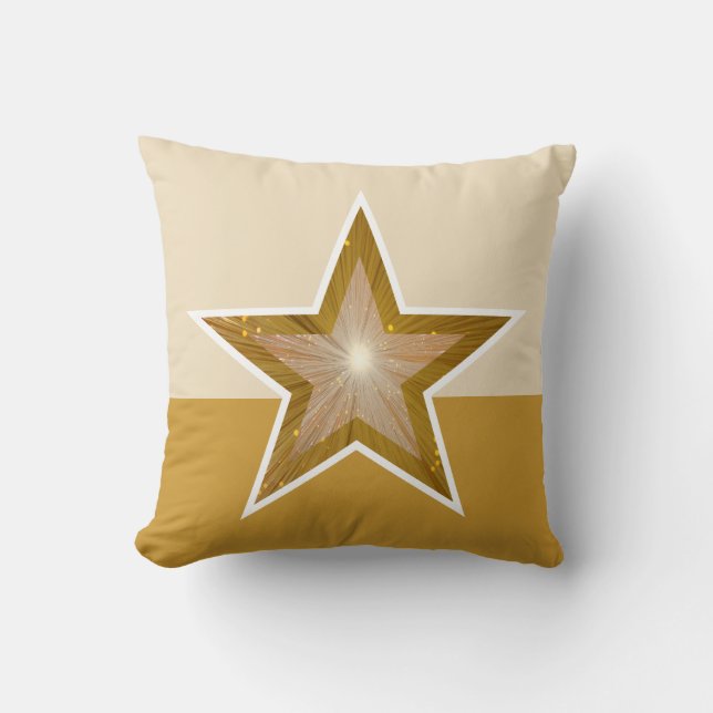"Gold" Star throw pillow square gold cream (Front)