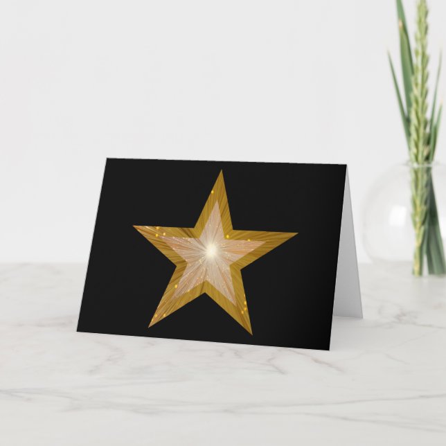 Gold Star two tone greetings card black (Front)