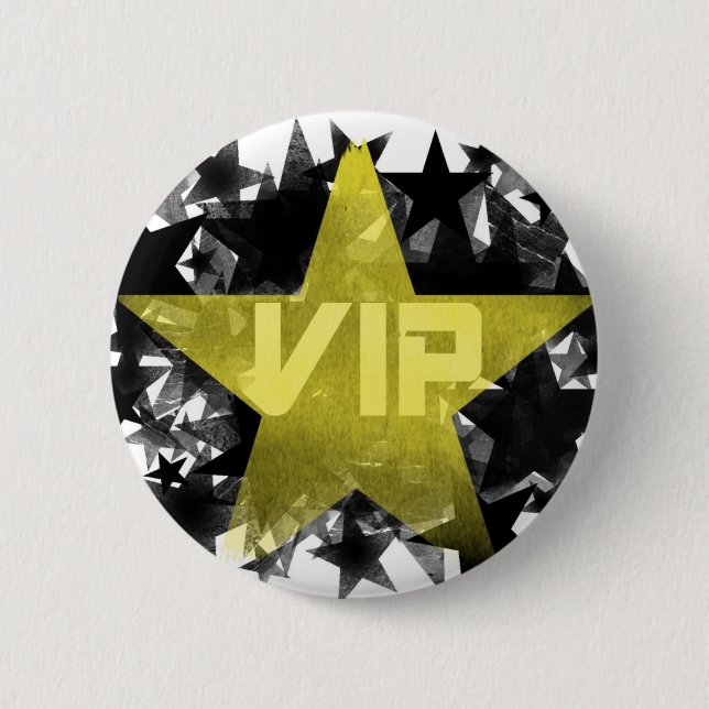 Gold Star VIP 6 Cm Round Badge (Front)