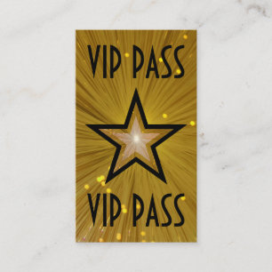 Gold Star 'VIP PASS' business card black back
