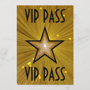 Gold Star 'VIP PASS' invitation black