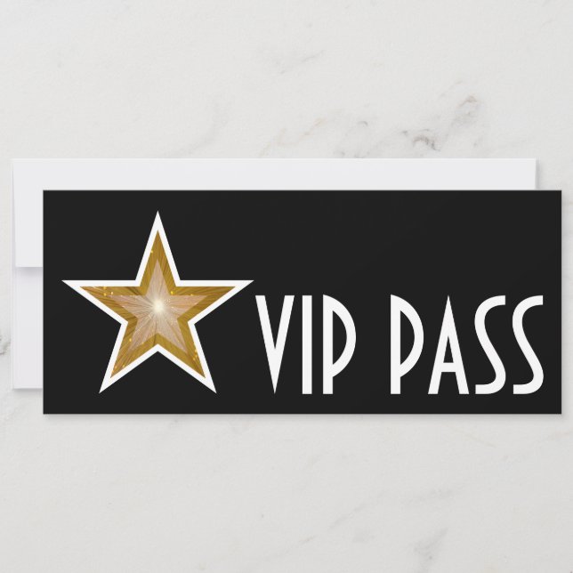 Gold Star 'VIP PASS' invitation black long (Front)