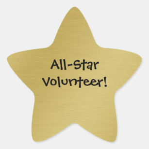 Gold Star Volunteer Recognition Star Sticker