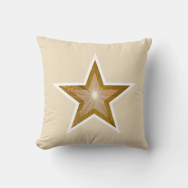 "Gold" Star White square cream white back Cushion (Front)