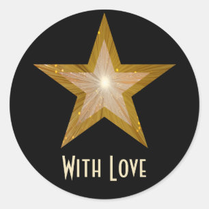 "Gold" Star 'With Love'' round sticker black