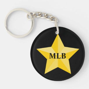 Gold Star with monogram or name Key Ring