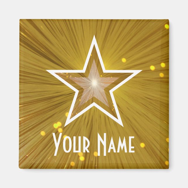 "Gold" Star 'Your Name' fridge magnet square (Front)