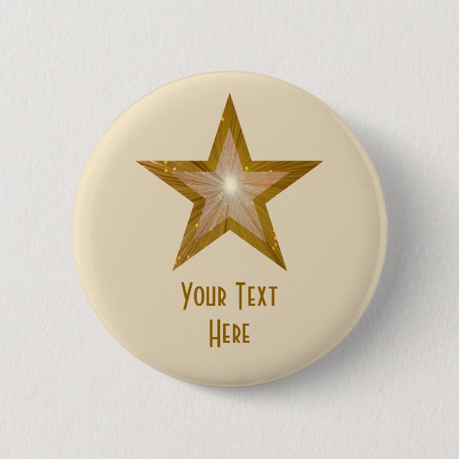 "Gold" Star 'Your Text' button cream (Front)
