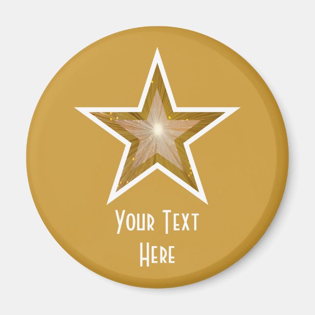 "Gold" Star 'Your Text' fridge magnet gold (Front)