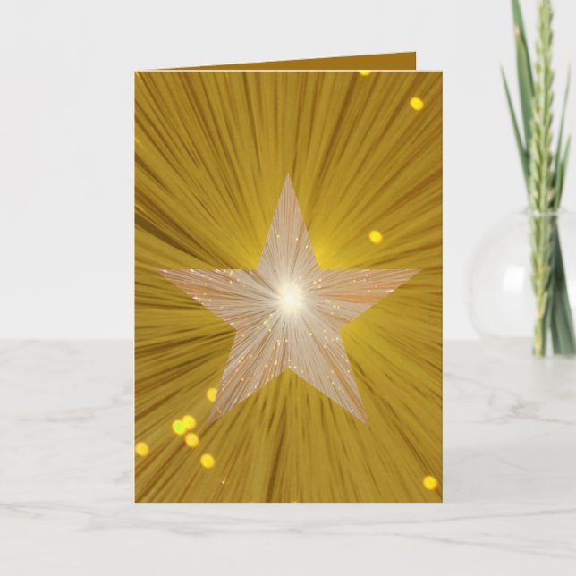 Gold Star 'Your Text' greetings card 2 sides (Front)