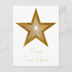 Gold Star 'Your Text' postcard white