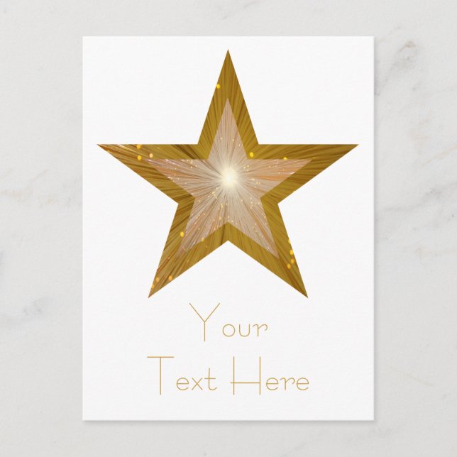 Gold Star 'Your Text' postcard white (Front)