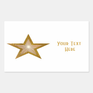 "Gold" Star 'Your Text' rectangle sticker white