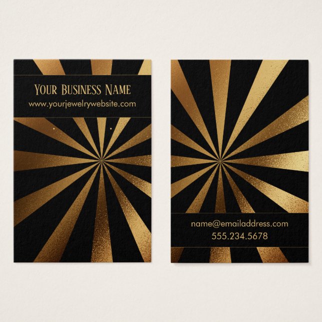 Gold Starburst Black Earring Holder Display Card (Front & Back)