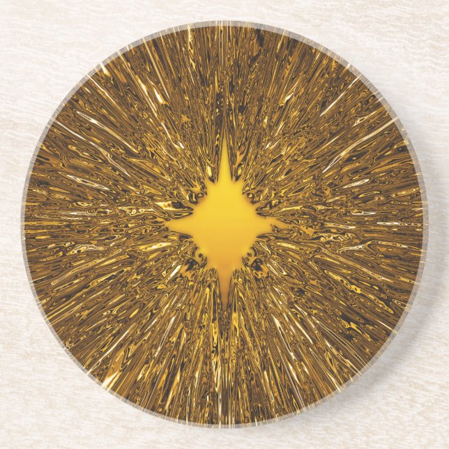 Gold starburst pattern coaster (Front)