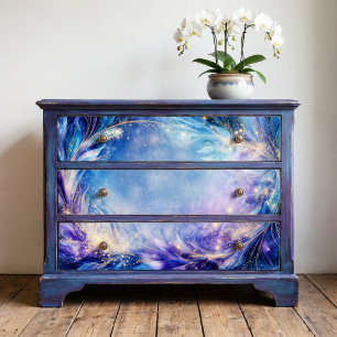 Gold Stardust Frost Feather Swirl Decoupage Tissue Paper