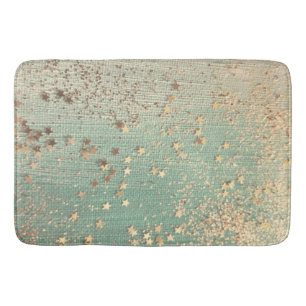 Gold Stardust on Sea Green  Bath Mat