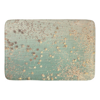 Gold Stardust on Sea Green  Bath Mat