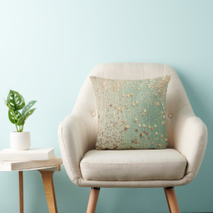 Gold Stardust on Sea Green  Cushion