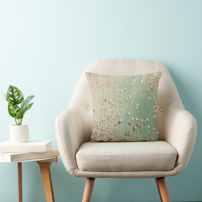 Gold Stardust on Sea Green  Cushion (Chair)