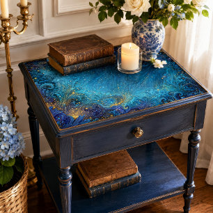 Gold Stardust Teal Nebula Swirl Tissue Paper
