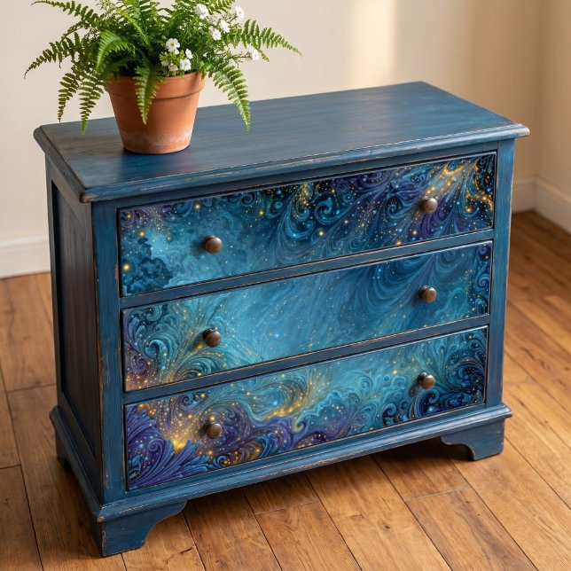 Gold Stardust Teal Nebula Swirl Tissue Paper (Creator Uploaded)